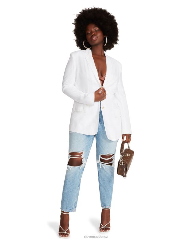 nošení bílý LR2BN574 ženy Steve Madden lněné sako na okraji