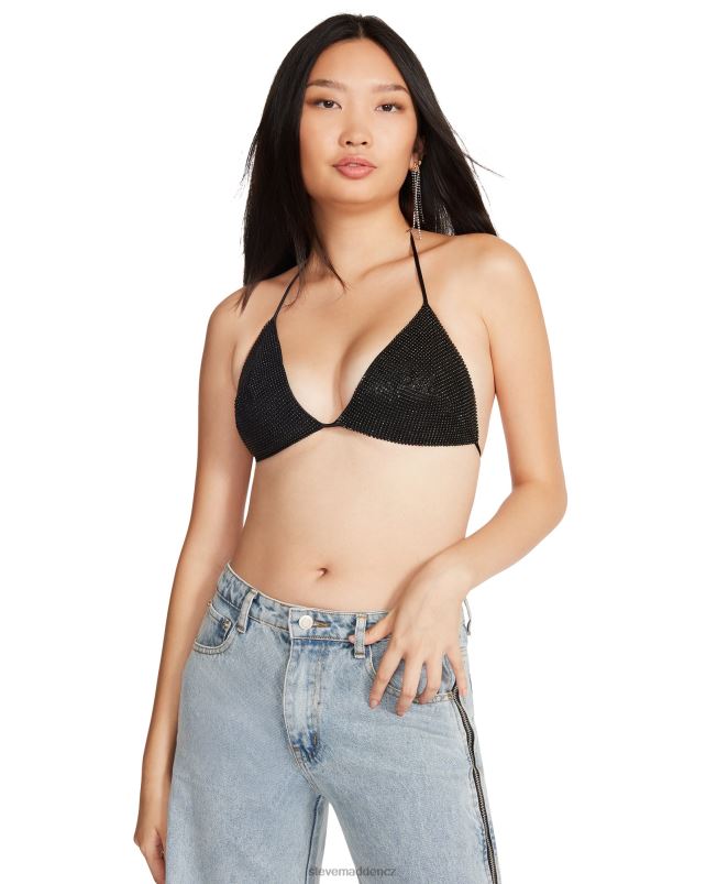 nošení Černá LR2BN773 ženy Steve Madden kamínkový top bikin