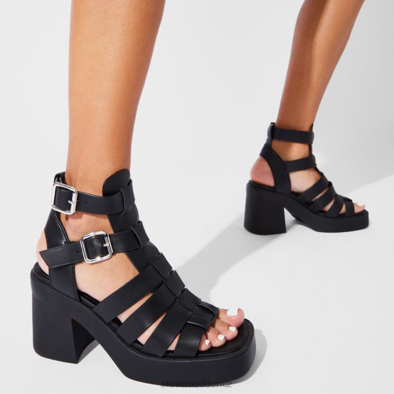 obuv Černá kůže LR2BN49 ženy Steve Madden kiona