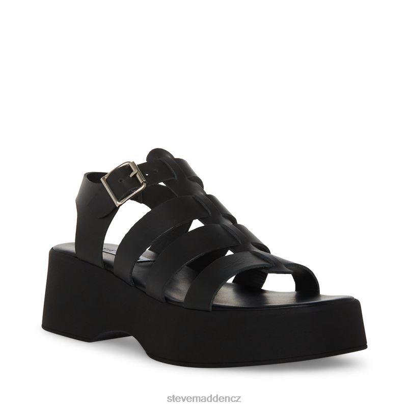 obuv Černá kůže LR2BN159 ženy Steve Madden saraj