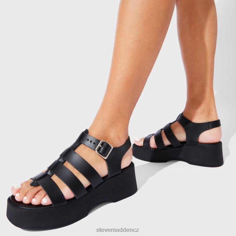 obuv Černá kůže LR2BN159 ženy Steve Madden saraj