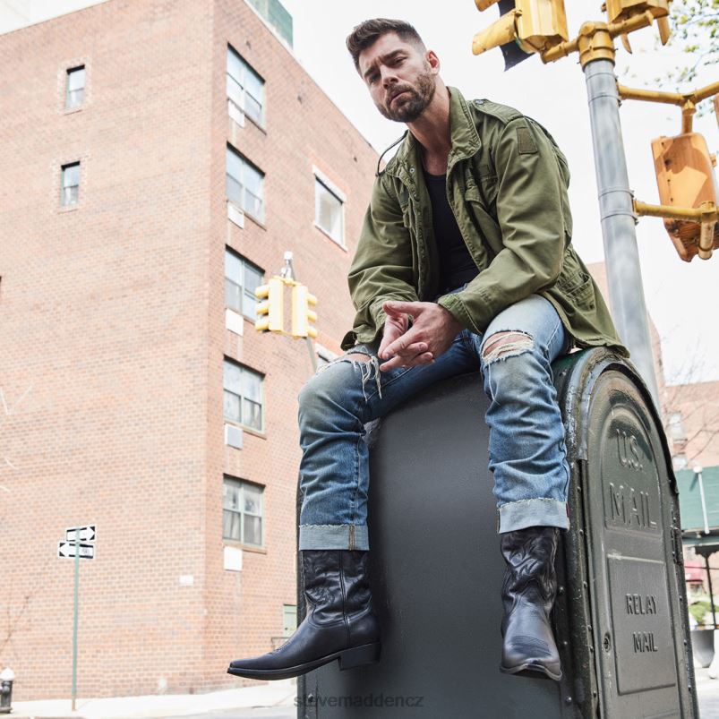obuv Černá kůže LR2BN943 muži Steve Madden reyy