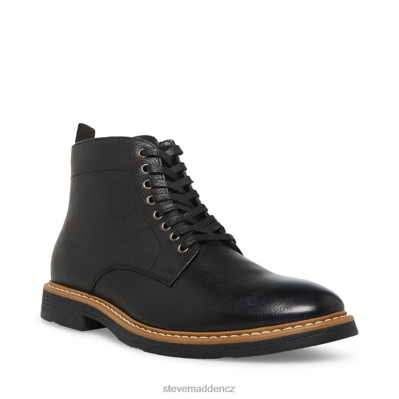 obuv Černá kůže LR2BN958 muži Steve Madden Mitchell