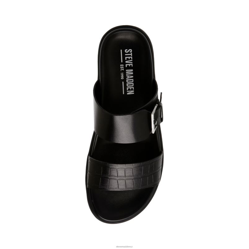 obuv Černá kůže LR2BN1081 muži Steve Madden kadmus