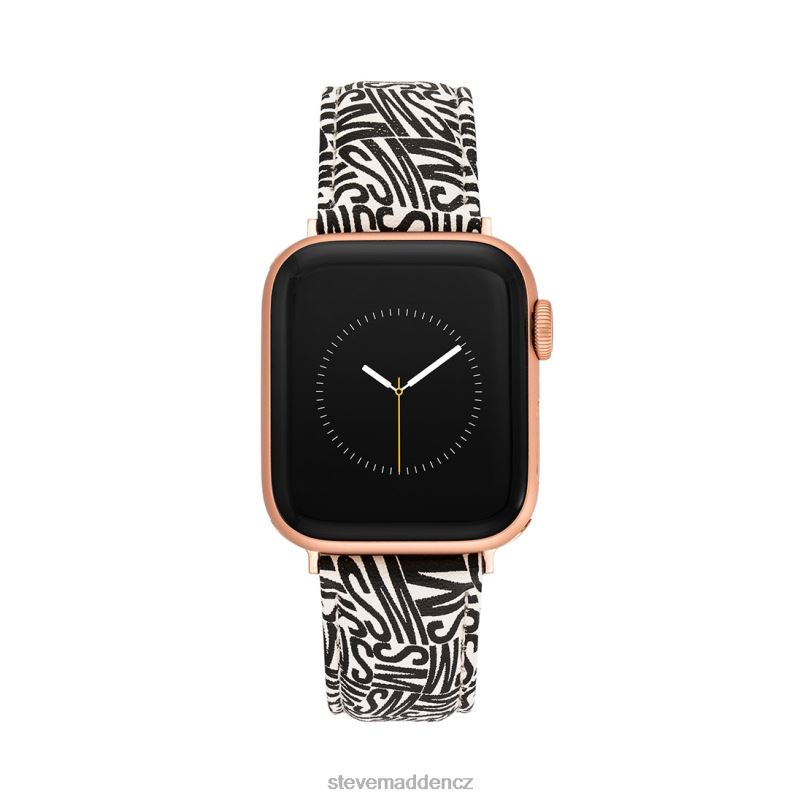 doplněk Černá bílá LR2BN840 unisex Steve Madden Pásek hodinek s logem Apple Watch 42-44 mm