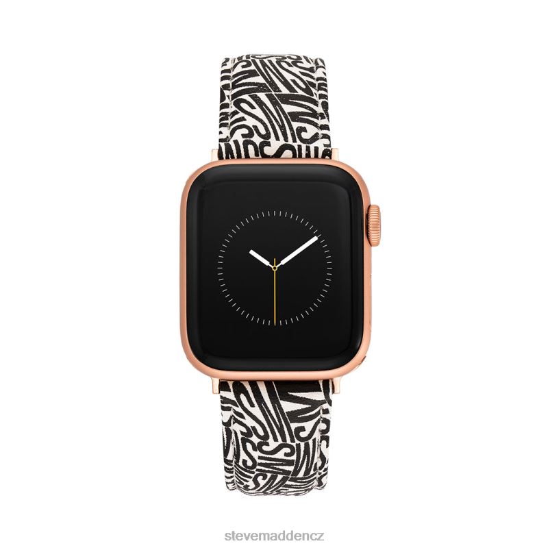 doplněk Černá bílá LR2BN841 unisex Steve Madden Pásek hodinek s logem Apple Watch 38-40 mm